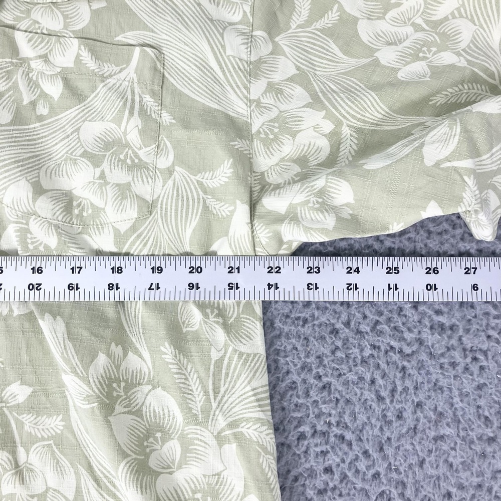 Tommy Bahama Shirt Mens Large Green Silk Hawaiian Floral Short Sleeve Camp - Picture 3 of 5